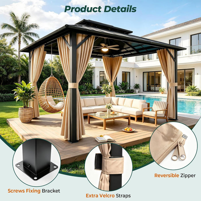 10x10 Feet Hardtop Gazebo PremiumQuality Outdoor Patio