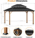 12x14 Weatherproof Gazebo WoodgrainFinish With LEDs