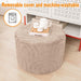 round Ottoman Pouf Ottoman Foot Stool Seat Faux Fur Bean Bag Foot Rest Floor Chair Leg Rest for Living Room, Bedroom or Wedding Gifts 20X20X14 Inches (Khaki)