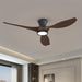 52 Inch Ceiling Fans with Led Lights Remote Control Flush Mount Low Profile for Bedroom Farmhouse Patio Outdoor Living Room Kitchen Dining Room,Dc Motor,Reversible,Buzzer On/Off,Black Walnut