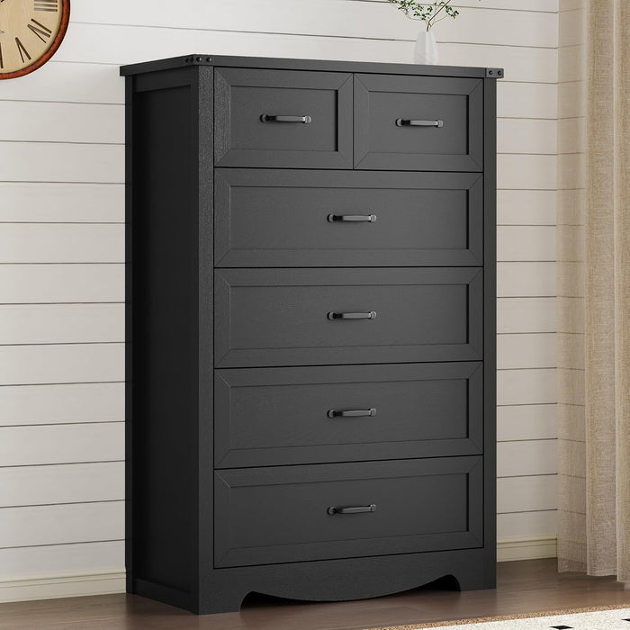 Tall 6-Drawer Dresser With Anti-Tipping Wood Storage