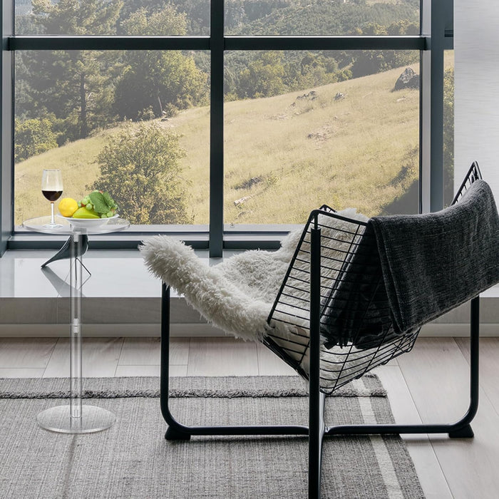 Two Piece Acrylic Side Tables Clear 10x10x24.2Inches