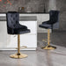 Velvet Gold Bar Stools Set of 2 Modern Counter Height Bar Stools with Lion Pull Ring Tufted Back, Nailhead Upholstered Barstools for Home Kitchen Island, Swivel Adjustable Stool Chair in Black