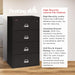 Lateral 4 Drawer Fire Rated File Cabinet, Black