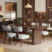 Modern Farmhouse Oval Dining Table Set for 4, 71 Inch Wood Grain Kitchen Table & Gray Upholstered Dining Chairs with Curved Back & Solid Wood Legs, Kitchen Living Room Furniture Set(Walnut)