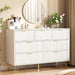 White Dresser 47InchWide FlutedDrawersWithGoldPulls