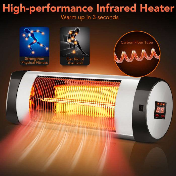 1500W Wall-Mounted Electric Heater Patio Infrared Heater with Remote Control