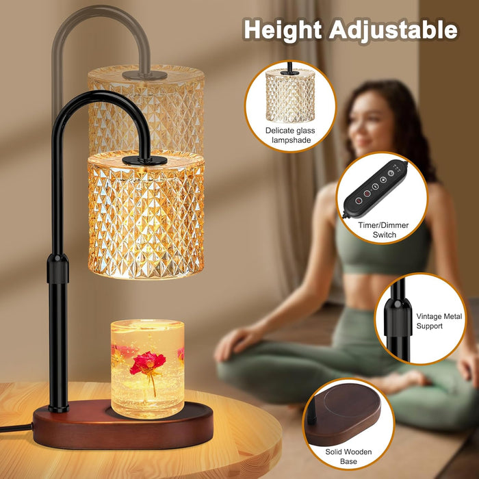 Candle Warmer Lamp with Timer, Wax Melt Warmer with Timer and Dimmer, Adjustable Height Lamp Candle Warmer for Jar Candles, House Warming Gift for Women & Mom, Ideal Christmas Gift