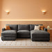 Darkest Gray Chenille UShaped Sectional Sofa Ottoman