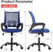 Office Chair Computer Chair Ergonomic Cheap Desk Chair Adjustable Comfortable Mid Back Task Rolling Swivel Chair with Lumbar Support for Home Office Desk (Blue)