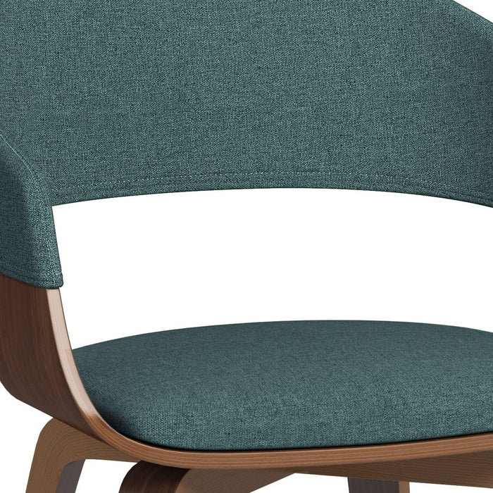 Lowell Mid Century Modern Bentwood Dining Chair in Light Turquoise Blue Linen Look Fabric, for the Dining Room