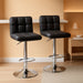 Bar Stools Modern Pu Leather Swivel Adjustable Hydraulic Bar Stool Square Counter Height Stool Set of 2 (Black)