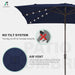 8X10 Ft Rectangular LED Lighted Patio Umbrellas Outdoor Solar Table Market Umbrella W/Crank, 8 Sturdy Ribs, UV Protection Waterproof Sunproof(Dark Blue)