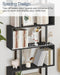 S Shaped Bookshelf, Modern Geometric Bookcase, 6-Tier Black Display Case Book Shelf