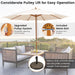 10FT Patio Umbrella, Outdoor Table Market Umbrella W/8 Wooden Ribs, 3 Adjustable Heights, Rope Pulley System, Detachable Pole, Wooden Patio Umbrella for Garden, Poolside, Backyard (Beige)