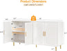 60" Sideboard Buffet Cabinet, Large Credenza Storage Cabinet, White