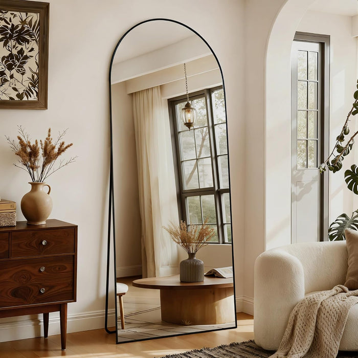 Arched Full Length Mirror 56"X21" Leaning Hanging Decor Black
