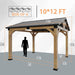 10X12 Ft Cedar Wood Gazebo, Hardtop Gazebo with Galvanized Steel Peak Roof, Outdoor Pavilion for Garden, Backyard, Patio, Deck