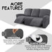 Velvet 8-Pieces Recliner Sofa Covers Stretch Reclining Couch Covers for 3 Cushion Reclining Sofa Slipcovers Furniture Covers Thick Soft Washable (3 Seater Recliner Cover, Dark Gray)