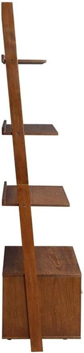3 Tier American Heritage Ladder Bookcase with File Drawer, Dark Walnut