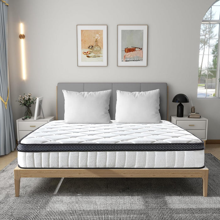 12 Inch Queen Hybird Mattress, Breathable Medium Firm White Queen Mattress