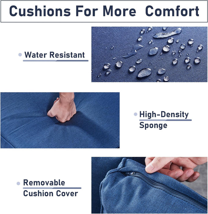 Outdoor Furniture Set: 8 PCS Wicker Patio Furniture Set with Outdoor Swivel Rocker Patio Chairs, Light Beige Wicker/Blue Cushion