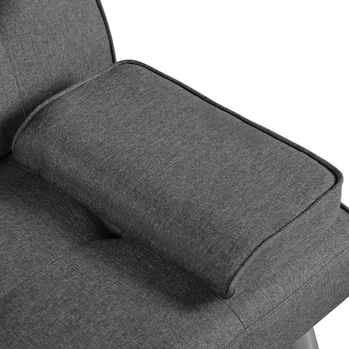 Convertible Sofa Bed Adjustable Fabric Couch Sleeper Modern Recliner Reversible Loveseat Folding Daybed Guest Bed, Removable Armrests, Cup Holders, 3 Angles, 772Lb Capacity, Dark Gray