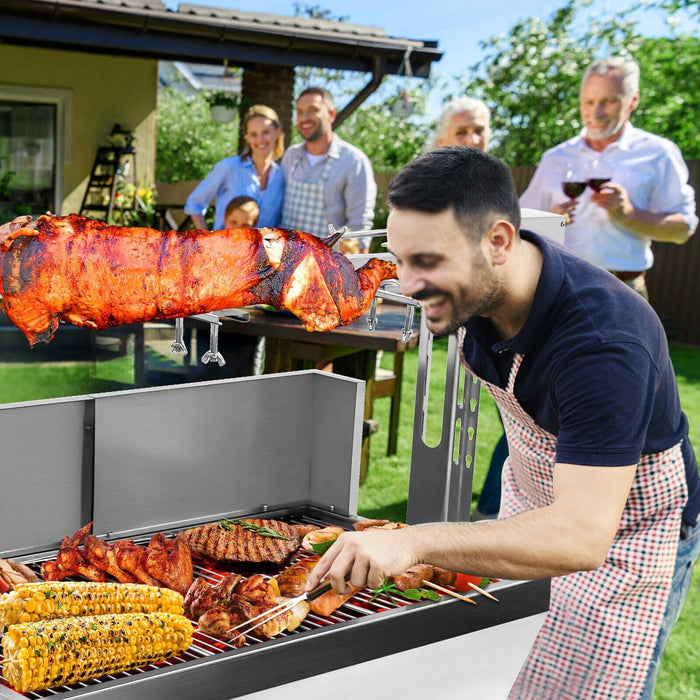 BBQ Rotisserie Grill Pig Lamb Chicken Roaster Spit Outdoor 25W Stainless Steel