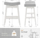 Bar Stools Set of 2, Barstools with Sturdy Wood Legs, Saddle Seat Counter Height Bar Stools for Kitchen Counter, Bar, Dining, 24 Inch Farmhouse Counter Stools, Light Gray