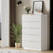 White Dresser for Bedroom, Modern Dresser with 5 Drawers and Smooth Slides, Wide Chest of Drawers with Golden Handles for Bedroom, Living Room, Closet, 15.7" D X 31.5" W X 47.2" H