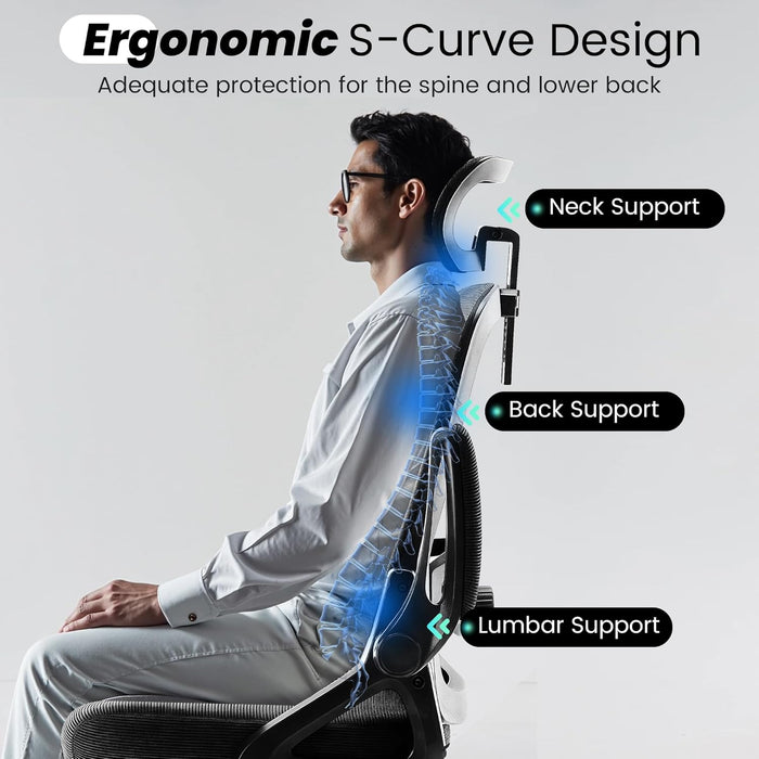Office Chair Mesh Computer Chairs with Adjustable Lumbar Support