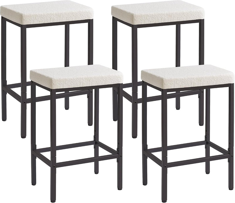 26 Inch Counter Height Bar Stools Set of 4, Fabric Barstools HBS514W-2 | White Kitchen Barstools with Metal Leg, Modern Bar Stool Chairs for Kitchen Island Counter Breakfast Bars Living Room Party