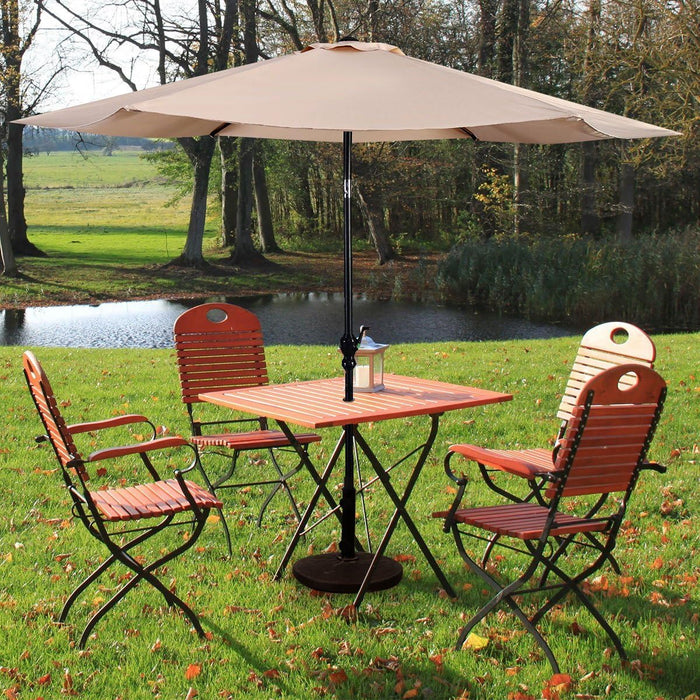 10Ft Solar Patio Umbrella without Lights, 6 Ribs Market Steel Tilt W/Crank for Garden, Deck, Backyard, Pool Indoor Outdoor Use
