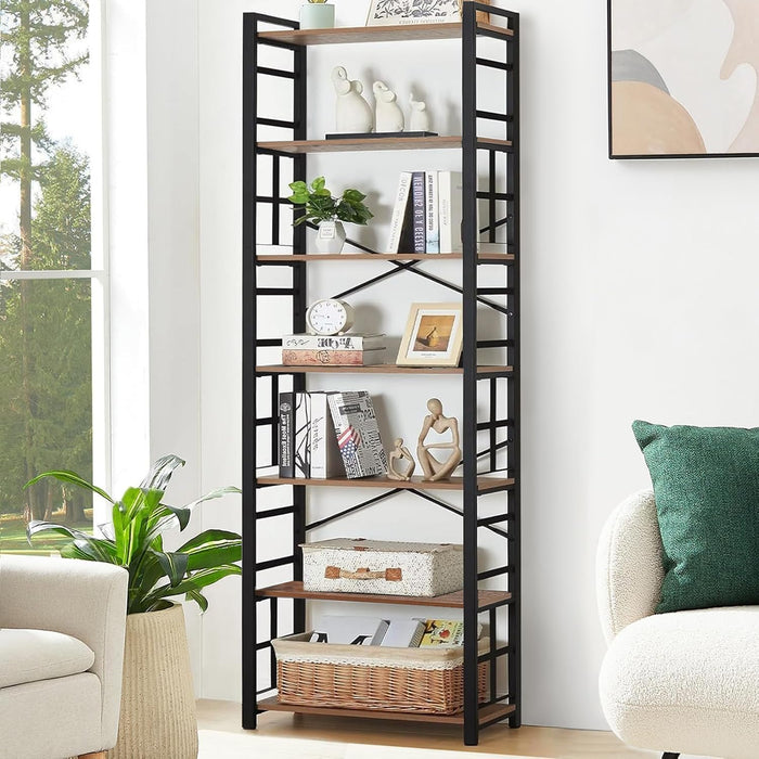 84 Inch Tall IndustrialGrade Bookcase Rustic Brown