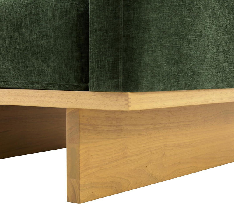 Green Solid Wood Frame Contemporary Cushioned Chair