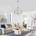 21.7" Chrome Chandelier for Dining Room over Table round Crystal 5-Light Hanging Pendant Lighting with Metal Shade Adjustable Height for Living Room Bedroom Foyer