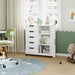 White Five-Drawer Movable Storage Cabinet For Home