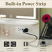 Small Vanity Desk with Mirror and Lights, Makeup Vanity with Fabric Storage Drawer, Chair and Three Shelves, White Vanity with Power Outlet and Fold-Up Panel, Bedroom
