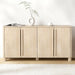 65" Sideboard Buffet Cabinet with Storage, Wood Grain Top Credenza with Adjustable Shelves, Curved Accent Cabinet with round Legs for Living Room, Entryway, Coffee Bar, Natural Wood