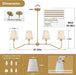 Antique Brass Gold Linear Chandeliers for Dining Room with Fabric Shades