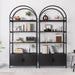 Arched Bookcase With Doors 71Inch Industrial Black