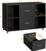 Black File Cabinet Large Mobile Storage Lateral Filing Cabinet with 2 Drawer and 4 Open Compartments,For Letter Size A4 Size, Printer Stand for Home Office, Black
