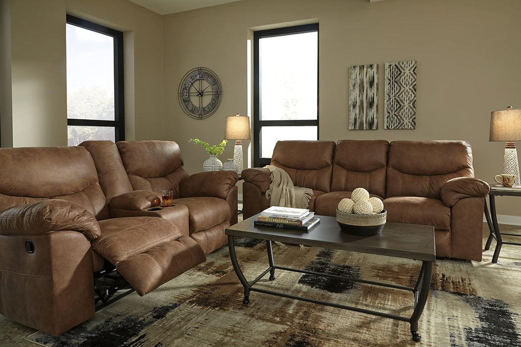 Brown Faux Leather Recliner Loveseat