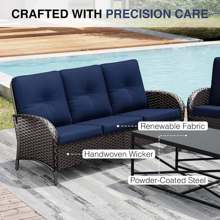 Wicker Patio Furniture Set, 6 Piece Outdoor Furniture Set with Thickened Cushions, High Back, Deep Seating, Wide Armrest, Outdoor Swivel Rocker Chairs for Porch, Deck