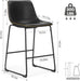 Bar Stools Set of 2, Faux Leather Barstools with Metal Legs | Counter Height 30 Inch Design, Armless with Back, Comfortable, Modern Finish, Kitchen Island, Black
