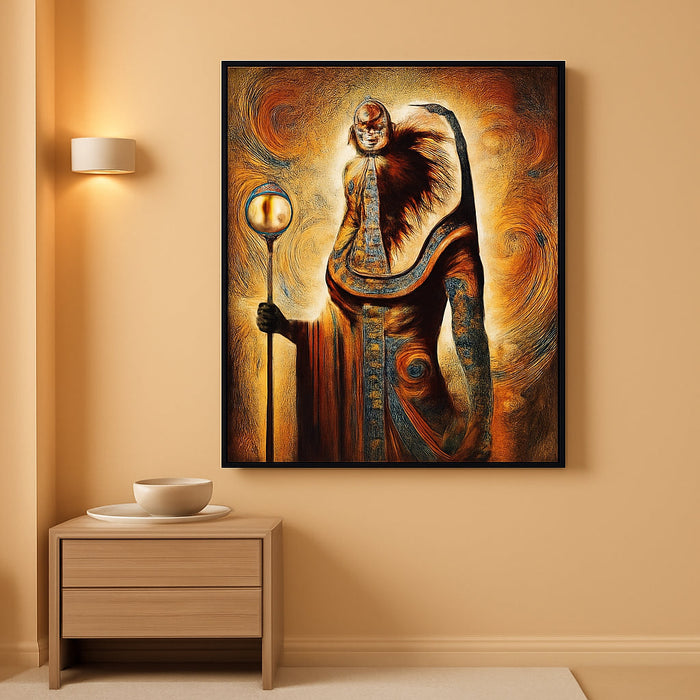 Art || Pharoh Collection - Egypt Egyptian King Prince - Printed Stretched Canvas Painting - Modern Fantasy Semi-Realistic and Abstract Themes (Pharaoh 4, 16" L X 12" W, Wrapped Canvas)