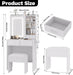 White Makeup Vanity Desk with Mirror and Lights, Vanity Table Set with Charging Station, Dressing Table with Stool, 2 Drawers, Open Shelves, Power Outlets & USB Ports, Vanity Desk with RGB Cabinets