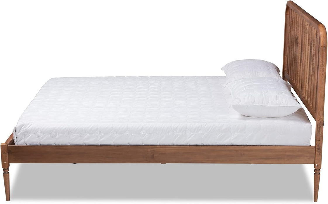 Neilan Modern and Contemporary Walnut Brown Finished Wood Queen Size Platform Bed