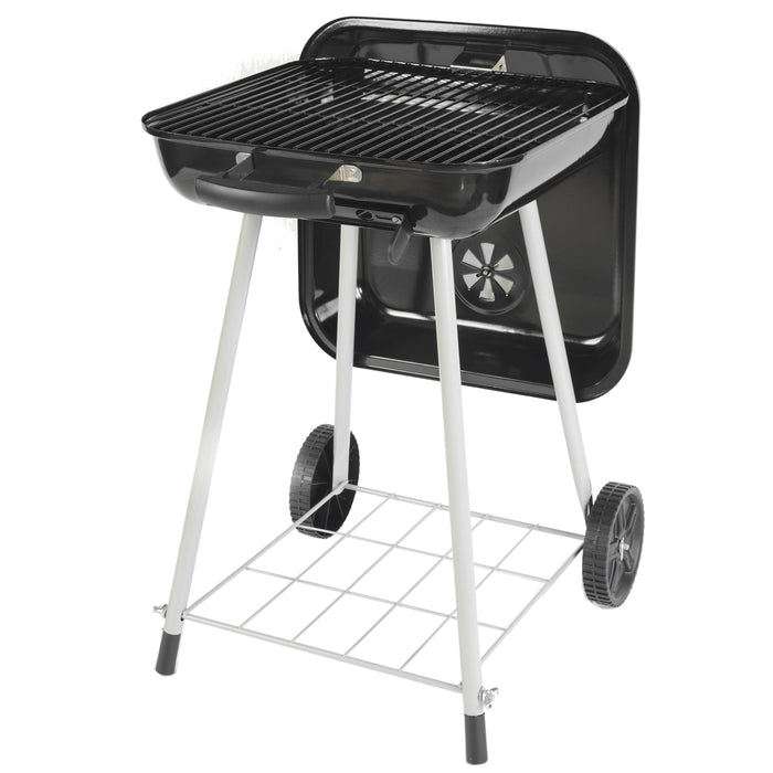 17.5" Square Steel Charcoal Grill with Wheels, Black, New