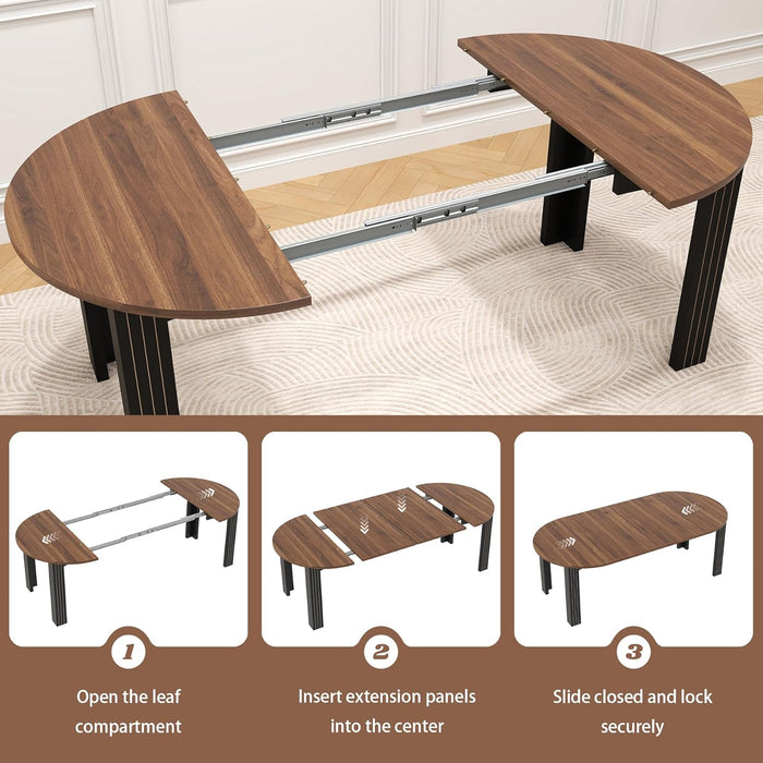 Walnutwood Oval Extendable Dining Table With Leaves